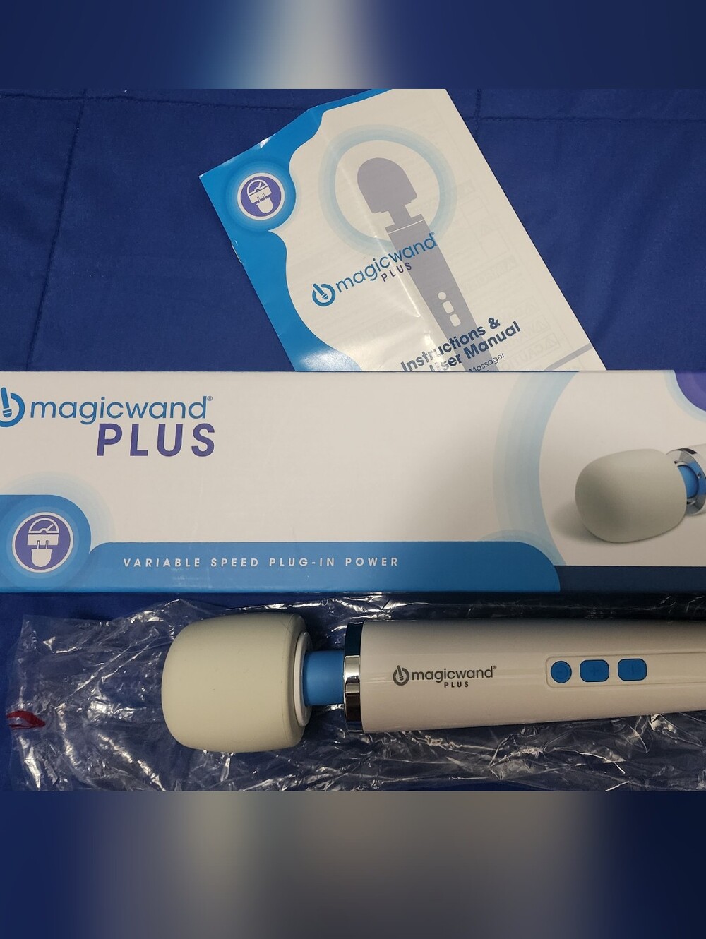 Magic Wand Plus Handheld Massager - White & Blue